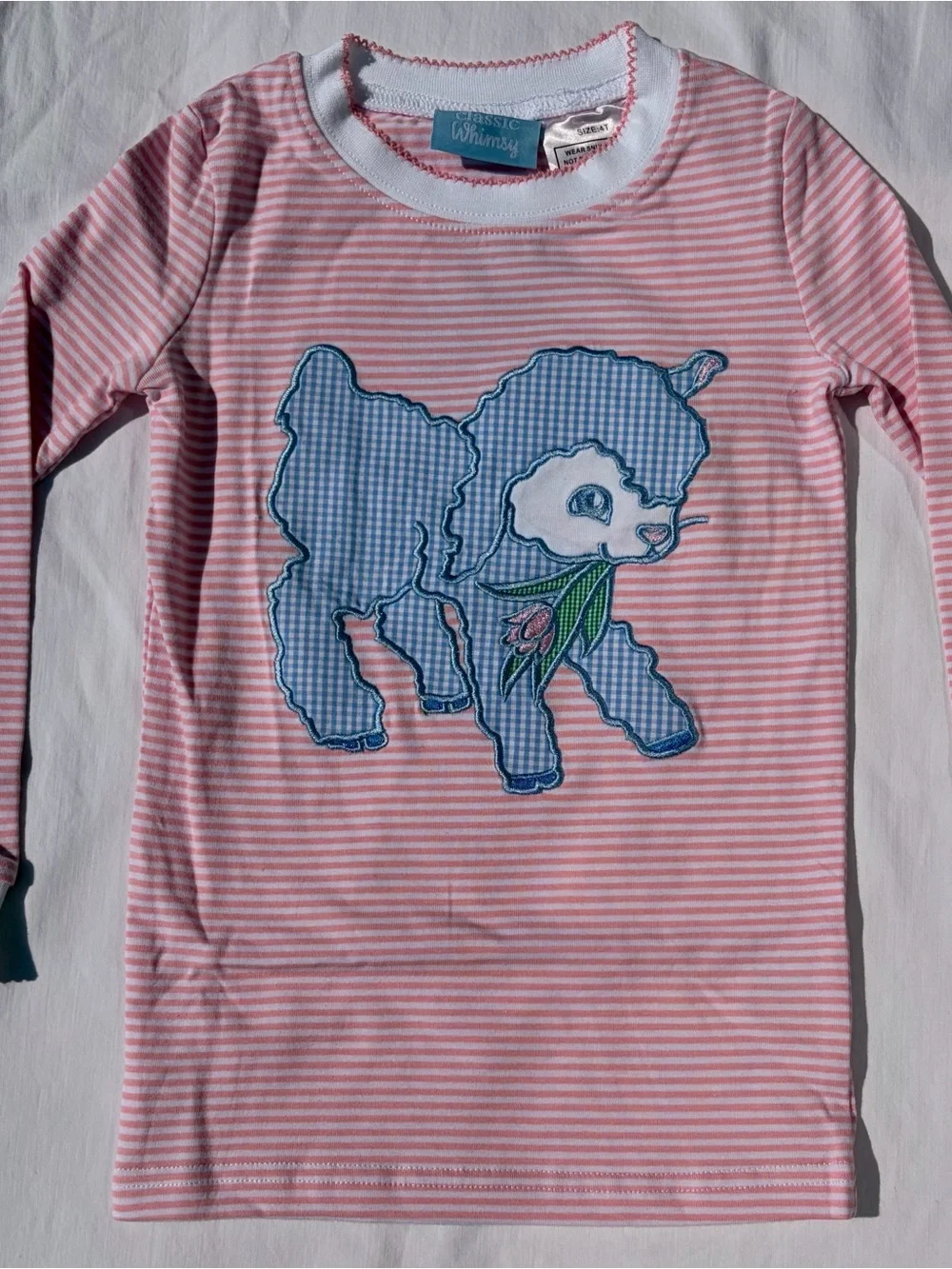 Classic Whimsy Baby Lamb pink striped pajama set sz 4T NWT